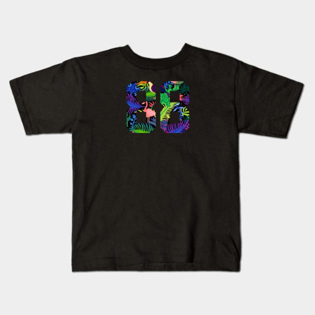 Floral Number 88 Kids T-Shirt by Eric Okore